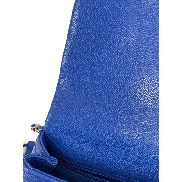 Chanel Mini Chain Around Multi Chain Full Flap Bag Quilted Caviar 22B Blue - Picture 12 of 16